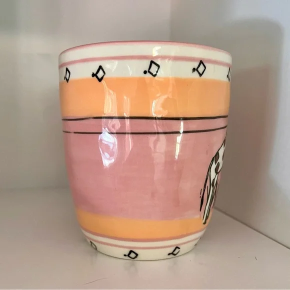 Anthropologie Ceramic Giraffe Vase, Plant Pot, Planter, Jar, Pink/Orange, White - Picture 3 of 5